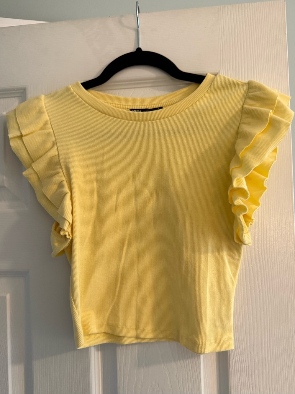 Zara Yellow Ruffle Sleeve Crop Top
